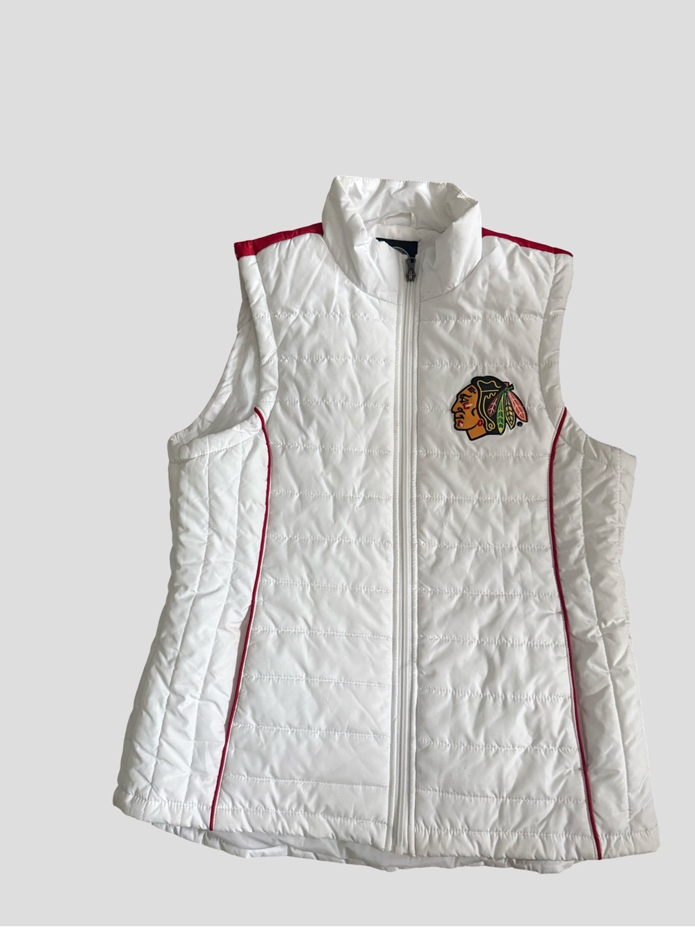 Chicago Blackhawks NHL Insulated  White Quilted Logo Puffer Vest Large